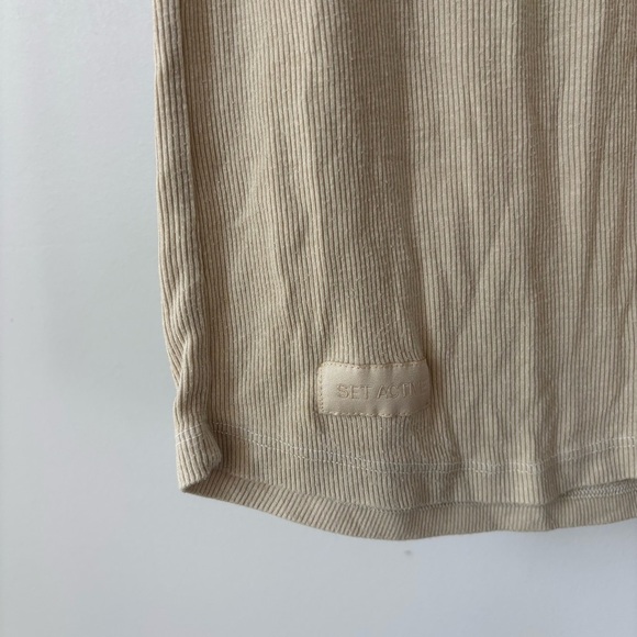 Set Active Tan Ribbed Tank Top Size S - Picture 2 of 5